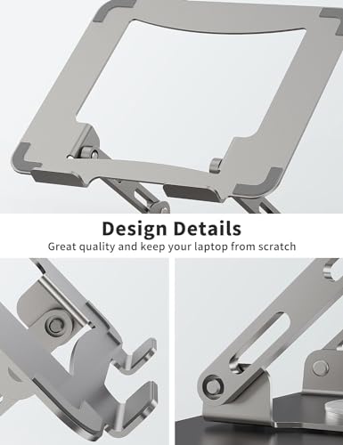 AIRFULAE Adjustable Laptop Stand with 360° Rotating Base, Ergonomic Computer Riser for Desk, Adjutable Height Muti-Angle, Foldable Laptop Mount, Stable Metal Holder Support 10-17.3" MacBook Notebook