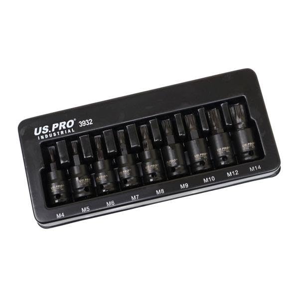 US PRO Industrial 9PC 3/8" DR Impact Spline Bit Sockets Set 4-14mm 3932