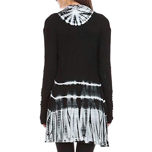 Blouse for Women Elegant, Yezijin Women Tie-Dye Hi-Low Open Cardigan Long Sleeve Asymmetric Top Blouse 2019 New Black