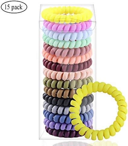 Spiral Hair Ties No Crease - Colorful Coil Hair Ties Phone Cord Hair Ties Elastics Accessories 15Pcs