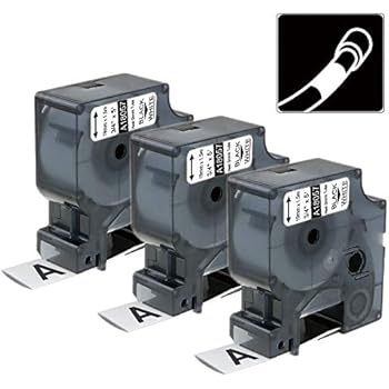 3-Pack Compatible Industrial Labels Replacement for DYMO 18057 Heat Shrink Tubes Work with DYMO Rhino 4200 5200 5000 6000 Industrial Label Maker, Black on White, 3/4'' x 4.9'