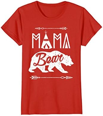 Womens Mama Bear T shirt Mothers Day Family Matching Couple Women Large Red