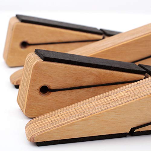 Door Stopper Decorative Doorstop Wedge- Pack of 2, Multi Surface Wooden Door Stop with Elastic Rubber Band, Non-Slip Door Stops with Heavy Duty, Quality Design for All Surfaces (Natural,2)