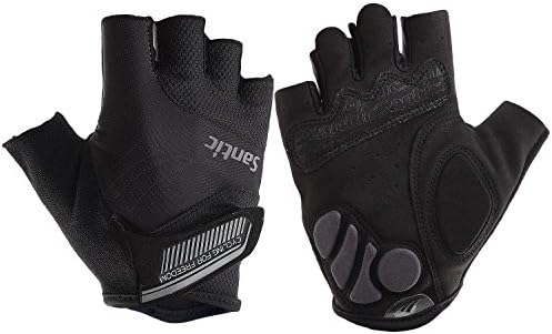 SanticCycling Gloves Fingerless Cycling Gloves for Men Padded Cycle Gloves Half Finger with Padded Palm for Men and Women