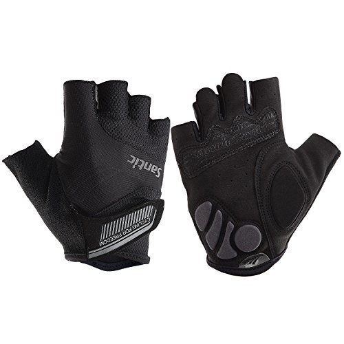 SanticCycling Gloves Fingerless Cycling Gloves for Men Padded Cycle Gloves Half Finger with Padded Palm for Men and Women