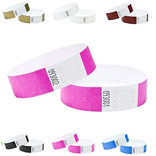 Paper Like Wristbands Made from Tyvek. 1000 Pack Neon Pink
