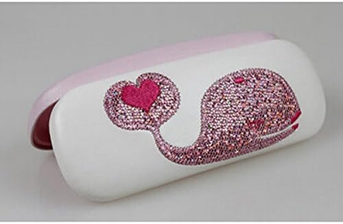 Cute Animal Eyeglasses Case Dolphin Hard Shell Glasses Case with Sequin (pink)