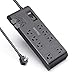 BESTEK 8-Outlet 12 Feet Extension Cord Power Strip with USB 15A 1875W Surge Protector with 5V 4.2A 4 USB Charging Port Desktop Charging Station,600Joule,Ultra-Compact Wide Spaced Outlet for Large Plug
