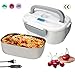 Nifogo Electric lunch box food heater 60 W,Heated lunch boxes for adults 3 IN 1,Portable Food Warmer for Car & Home, knife, fork & spoon and Carry Bag 110V/12V/24V (Grey)