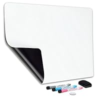 Magnetic Dry Erase Whiteboard Sheet for Fridge 19x13 in - with Stain Resistant Technology - Includes 3 Fine Tip Markers & Big Eraser with Magnets - Refrigerator White Board Planner & Organizer