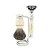 Edwin Jagger S81M587AMZ Imitation Ivory & Nickel Classic Shaving Set with Pure Badger Shaving Brush and Mach 3 Razor for Shaving Cream or Soap for Men