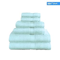 See Premium 900GSM Combed Cotton 6-Piece Towel Set, 2 Bath Towels, 2 Hand Towels and 2 Washcloths, Seafoam Details