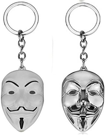 Set of 2 Personality Alloy Keyring Keychain,V for Vendetta Mask Design