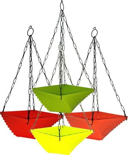Antier Twister Hanging Chain Pot with Multicolor Decorative Twister Pot (Pack of 4