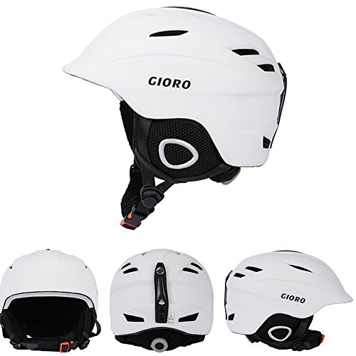 GIORO Multi Snow Sports Helmet,Unisex Adult Lightweight Outdoor Skiing Snowboard Helmet with Fleece Liner and Carrying Pouch (Matte White, M)