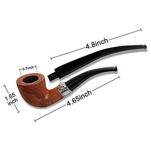 Wood Smoking Pipe Free Boy Tobacco Pipe Kit,Hand Made,Replacement Long Stem and Accessories