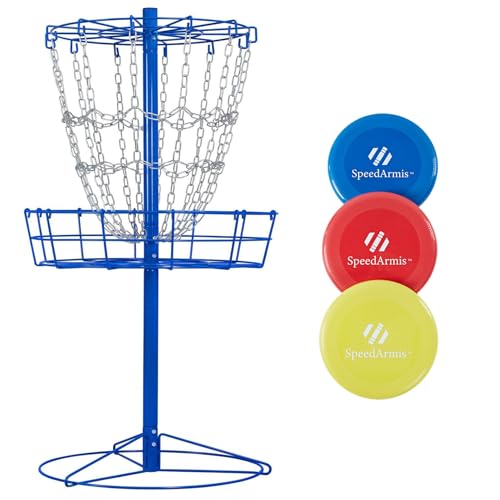 SpeedArmis Portable Disc Golf Basket Targets with Heavy Duty 12 Double Steel Chains