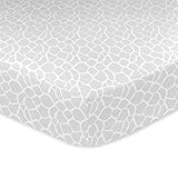 Just Born 100% Cotton Fitted Crib Sheets Animal Kingdom Giraffe Print, Grey