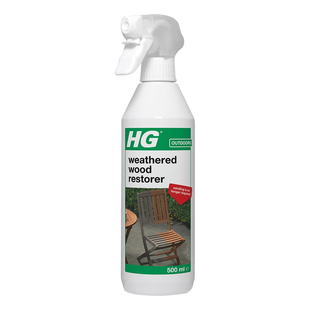 HG Weathered Wood Restorer, Simple No Sanding Pre-Treatment, Cleans Maintains & Renovates Wooden Garden Furniture, Prepares & Restores Natural Colour – 500ml Spray (292050106)