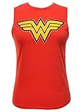 DC Comics Wonder Woman Studded Logo Junior's Muscle Tank Top (Red, Large)