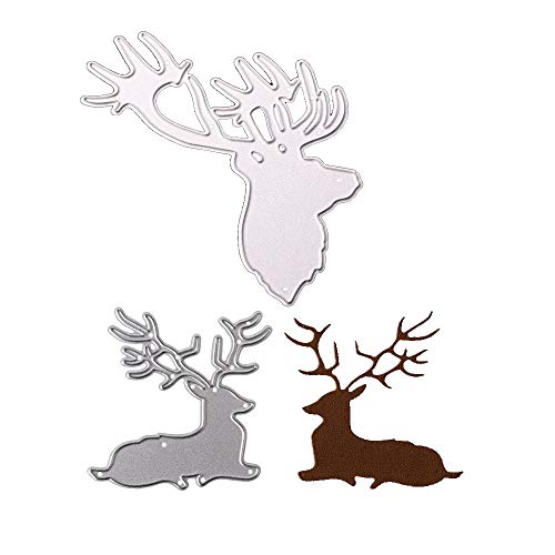 Cutting Dies 2 pcs Elk Handmade DIY Stencils Template Embossing for Card Scrapbooking Craft (Elk)