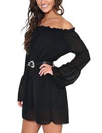 Just Quella Mujer Chifón Off hombro manga larga cóctel Mini Maxi vestido 6418