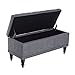 HOMCOM Storage Ottoman, Linen Fabric Button Tufted Storage Bench with Soft Close Lid for Living Room, Entryway or Bedroom, Dark Heather Grey