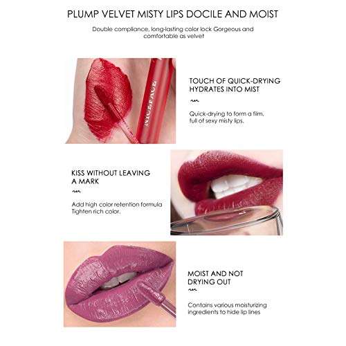 6pcs Matte Liquid Lipstick Waterproof Long-Lasting Lipstick Non-Sticky Formula,Gloss Kit Women Make Up Gift Set