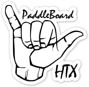 Paddle Board HTX Shaka Hand Sticker - Stand Up Paddle Surf Decal