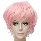 Flovex Short Straight Anime Cosplay Wigs Natural Sexy Costume Party Daily Hair (Pink)