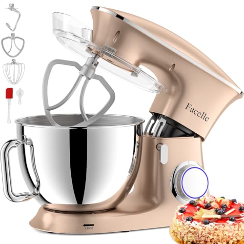 8.5 L 2000 W Bread Mixer for Pastries, Facelle Kitchen Robot, Kneader, Low Noise, Powerful and Professional, 6 Speeds with Pulse, Stainless Steel Bowl