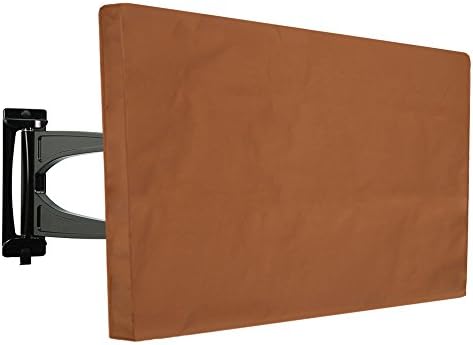 Outdoor TV Cover for 60'' - 65'' Brown Weatherproof Outside TV Protector LCD LED Plasma Television With Remote Controller Storage Pocket and Compatible with Most Wall and Starndard Mounts