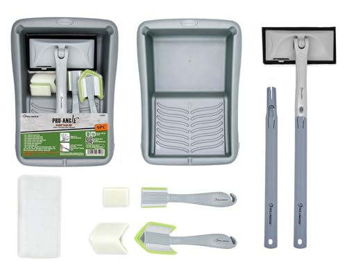 ROLLINGDOG Paint Pad Set 9 PC with Extendable Extension Pole,Adjustable 7" Paint Pad, Corner, Detail Pad and Refills, Perfect for Cutting in at High Ceilings and Walls, No Spatter, Smooth Surface