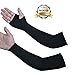JueDi Sun Sleeves Cooling Arm Sleeves with Hand Cover with Thumb Holes UV Protection for Child&Adult Men&Women Outdoor Sports Golf Cycling Driving Gardening SPF50+ 1Pair Black