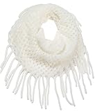 AOLOSHOW Winter Warm Crochet Knit One Circle Infinity Loop Scarf, White