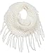 AOLOSHOW Winter Warm Crochet Knit One Circle Infinity Loop Scarf, White