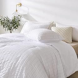 Andency King Size Comforter Set White, 3 Pieces