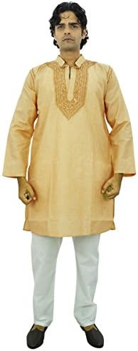 Traditional Ethnic Men's Chikan Embroidery Kurta Casual Wear