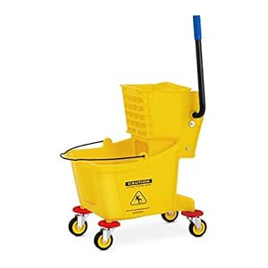 ulsonix Schoonmaken Trolley Janitorial Kar Schoonmaakwagen Hotel Wringer Emmer 24L UNICLEAN 9 (Plastic, TPR Wielen, Geel…