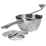 Weston Stainless Steel Food Mill (61-0101-W), 2 Quart Capacity, 3 Milling Discs, Dishwasher Safe