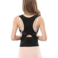 Panegy Adjustable Posture Corrector Comfort Back Brace Breathable Waist Belly Lumbar Support for Men Women Size S Black