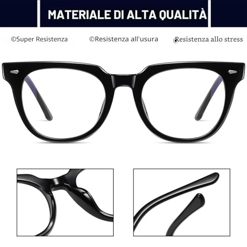 KANASTAL Anti-Blue Light Glasses for Men and Women Square Resting Clear Lenses Anti Fatigue Filter Blue Light Blocking Glasses for Gaming/Computer/TV/Mobile Phone