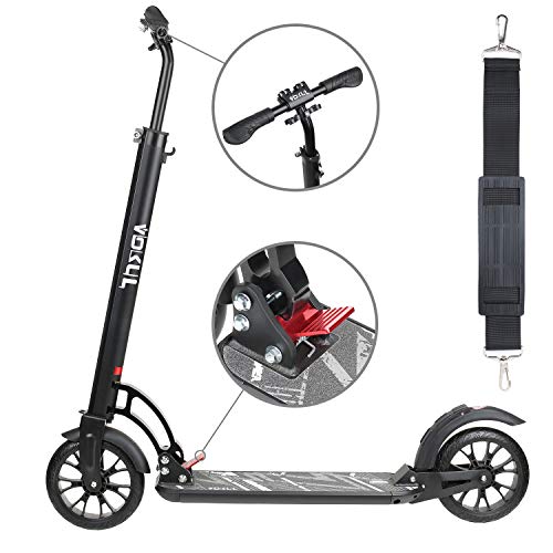 VOKUL Foldable Kick Scooters for Adults/Teens/Kids; One-Second Easy Folding Mechanism, Adjustable Handlebars Range from 90-105cm; Shock Absorption System, Up to 220lbs - Thumbnail 6