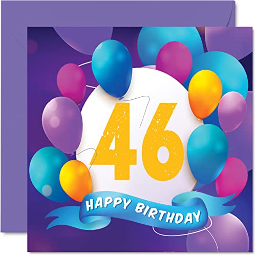 46th Birthday Card for Women and Men, Balloon Party