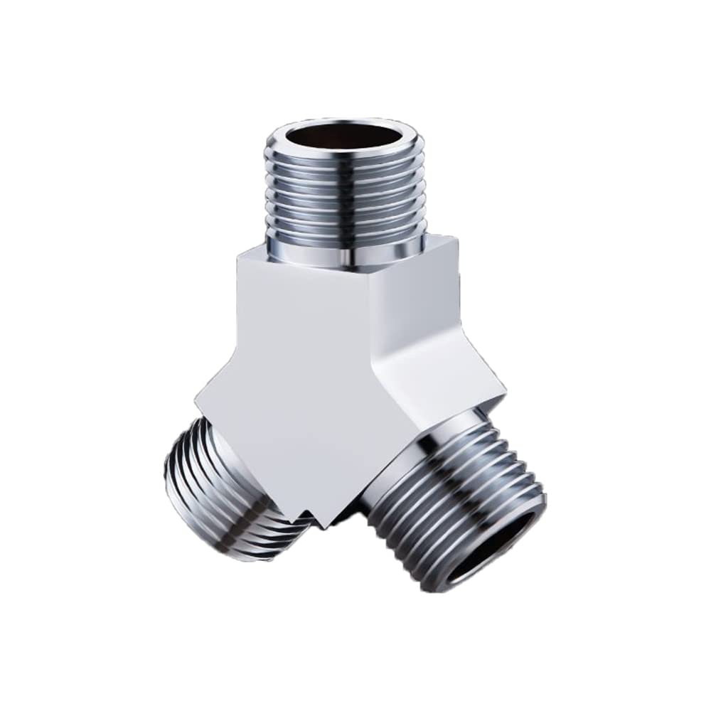3 Way Shower Arm Diverter Valve Component, G1/2" Diverter Valve, Traditional Metal Shower Arm Brass Diverter T-Adapter Valve 3-Way Tee Connector for Handheld Bidet and Sprayer (Style C)
