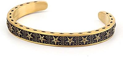 Osye Carved Star Titanium Cuff Bracelet for Men (Gold)