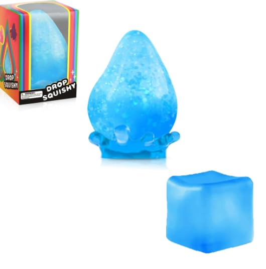 Dream Stress Drop Silicone Squishy Stress Balls for Adults & Kids, Blue Water Drop and Translucent Cube Squishy Toys, Sensory Fidget Toys for Anxiety Relief, Squeeze Sensory Balls, Gifts for Play