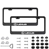 Sparkle-um 2pcs Newest Matte Aluminum Alloy Lexus Logo License Plate Frame,with Screw Caps Cover Set Suit，Applicable to US Standard car License Frame, for Lexus(Black
