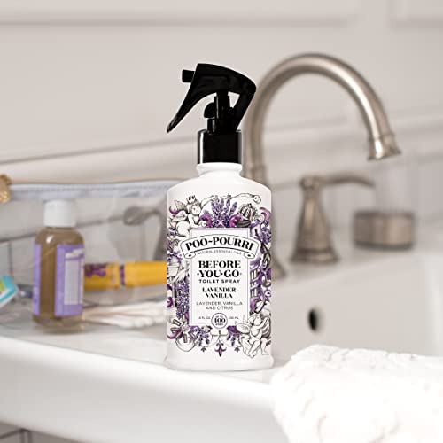 POO-POURRI BEFORE-YOU-GO 8OZ AIR & TOILET FRESHENER LAVENDER VANILLA SPRAY – INSTANTLY WORKS TO TRAP BATHROOM ODOR – PLANT BASED INGREDIENTS & ESSENTIAL OILS – WITH LAVENDER, VANILLA & CITRUS