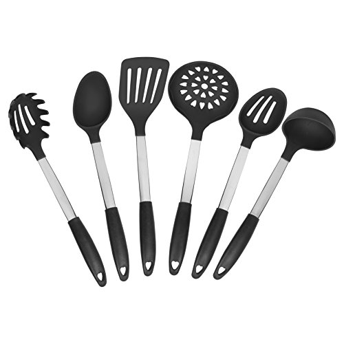 Cooking Utensils – Premium 6 Piece Silicone And Stainless Steel Kitchen Utensil Set, Ideal For Non Stick Cookware Are Heat Resistant And Dishwasher Safe. Free Bonus Carousel And Spoon Rest Included.
